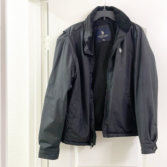 U.S. Polo Assn. black fleece lined zip up jacket - Picture 1 of 3